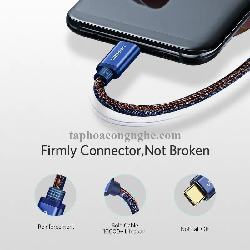 Ugreen 40343 0.5M màu Xanh Cáp sạc USB TypeC cao cấp US250 30040343